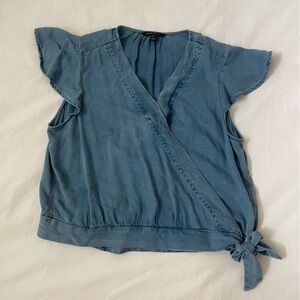 Banana Republic Denim Blue Wrap Blouse